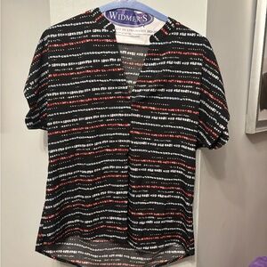 Navy and Red Striped Women's Top